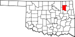 Map of Oklahoma highlighting Rogers County